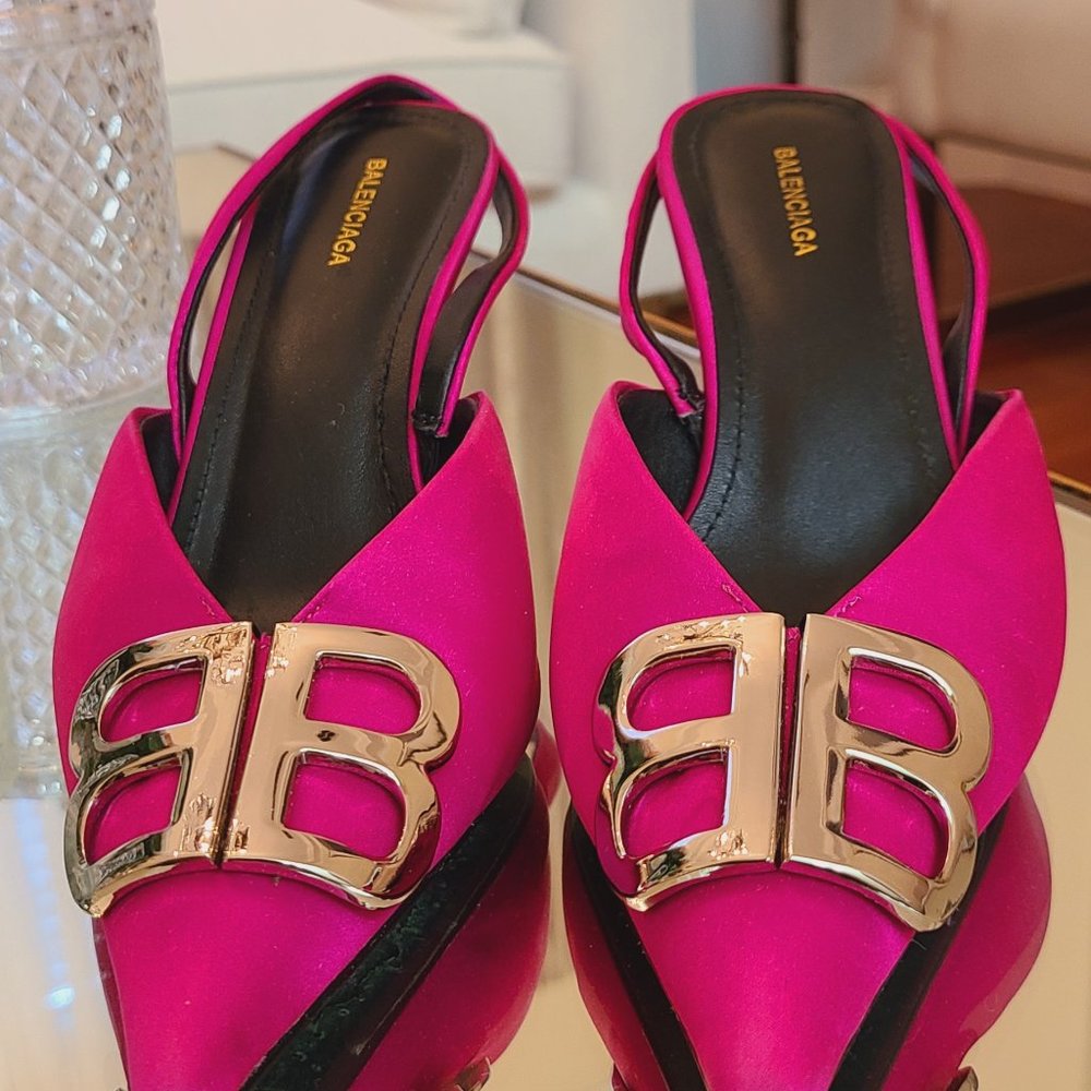 Balenciaga Talon BB Slingback Pumps Hot pink